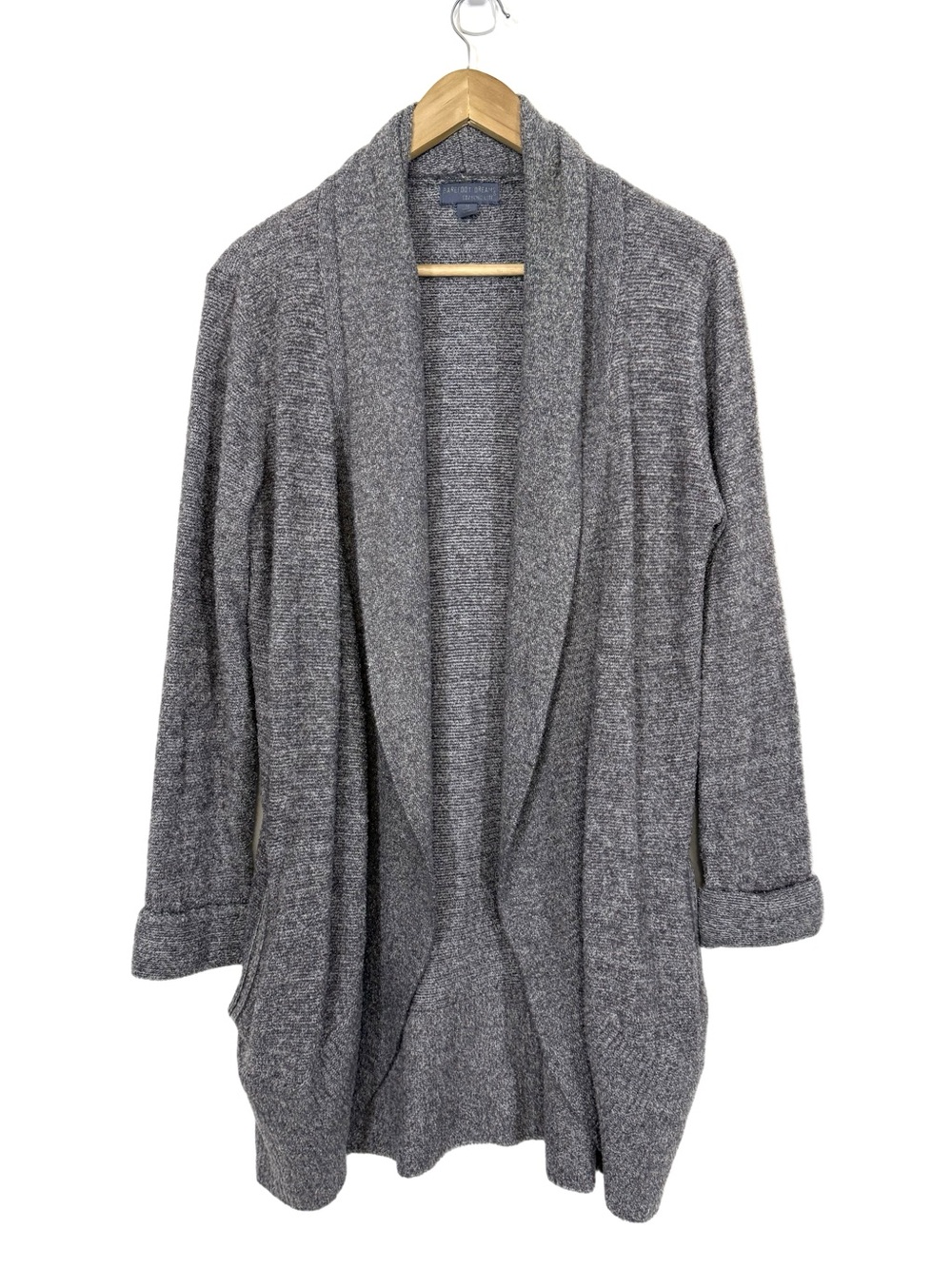 Barefoot Dreams Cozychic Lite Open Cardigan Wrap Sz MED Gray Soft Cozy Boho Chic